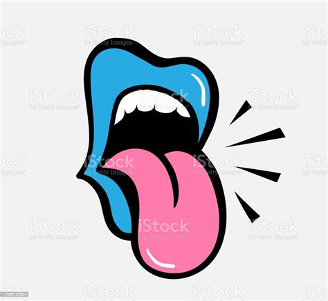 pop art vector speaking red lips tongue sticking out stock illustration download image now