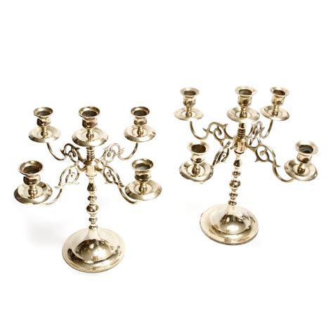 A Pair Of Gothic Style Brass Candelabras Kode Uk