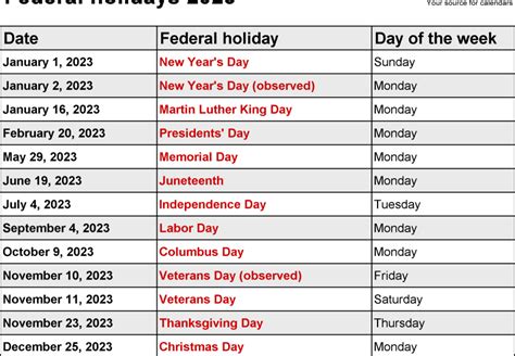 2023 Legal Holiday Calendar Get Latest 2023 News Update