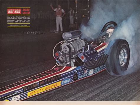 1968 Top Fuel Drag Racing Tom Mcewen Original Magazine Photo