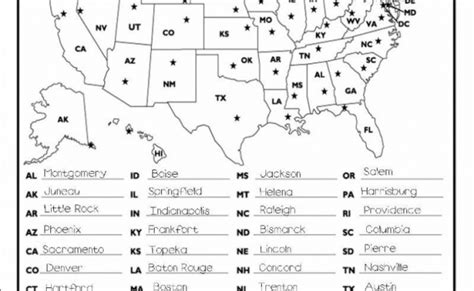 List Of 50 Us States Printable States And Capitals Map Test Printable