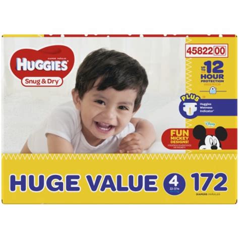 Huggies Snug And Dry Diapers Size 4 Fits 22 37 Lb Huge Pack 172 Count