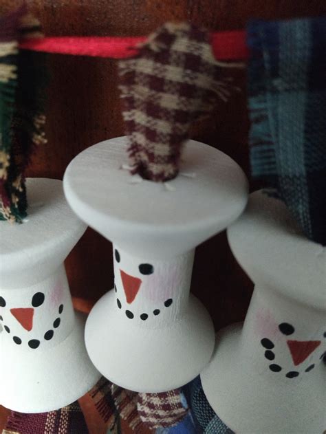 Spool Snowman Hand Painted Ornament Old Fashioned Style Wooden Etsy