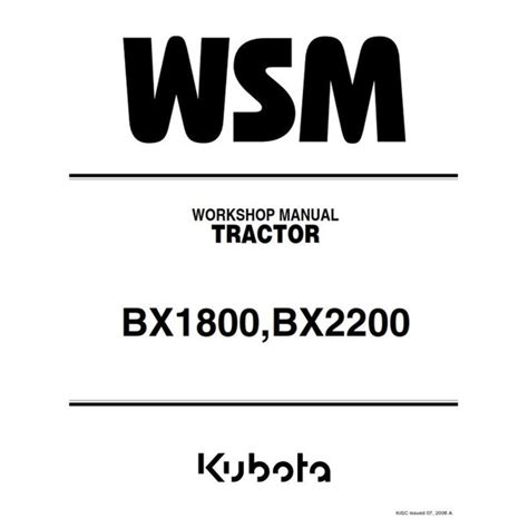 Kubota Tractor Bx1800 Bx2200 Workshop Service Repair Manual Inspire
