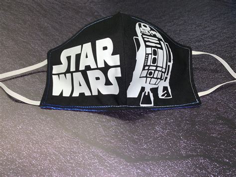 R2d2 Star Wars Fabric Face Mask Adjustable Washable Reusable Etsy