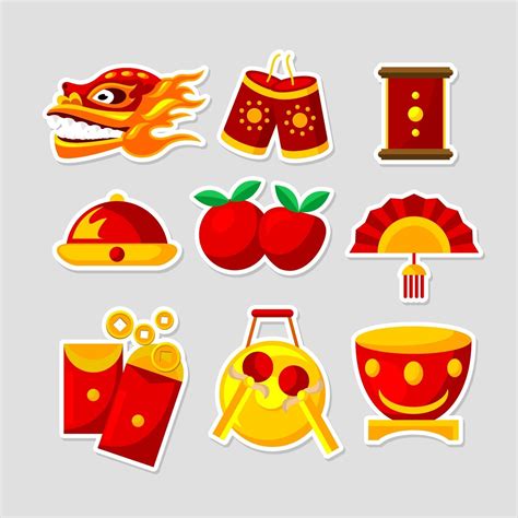 Chinese New Year Festivity Sticker Collection 1973489 Vector Art At