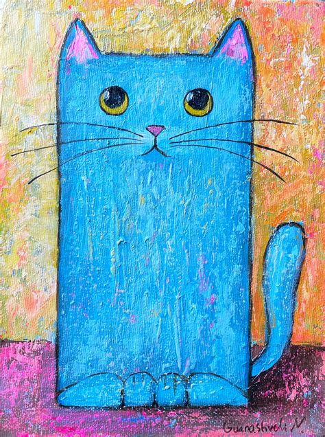 Cat Painting On Canvas Cat Acrylic Painting Cat Portrait Cat Etsy