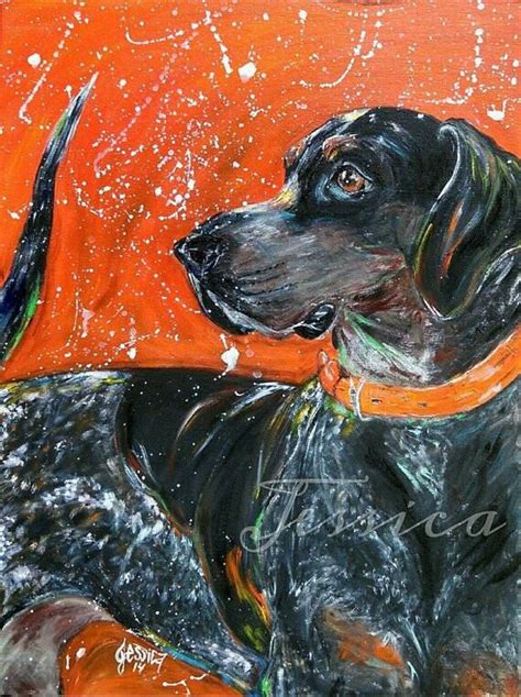Original Bluetick Coonhound Fine Art Painting By Annleebart Painting On