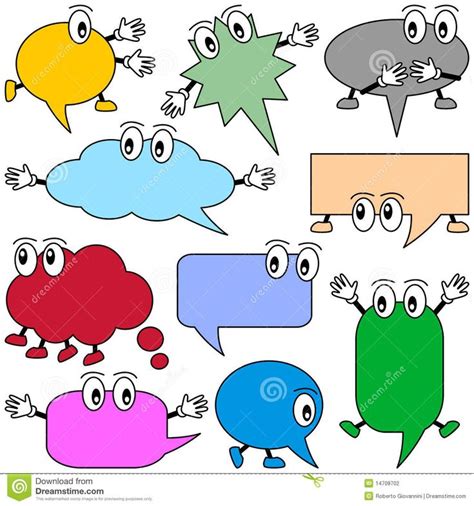 Cartoon Speech Bubbles Collection Of Ten Colorful And Funny Speech