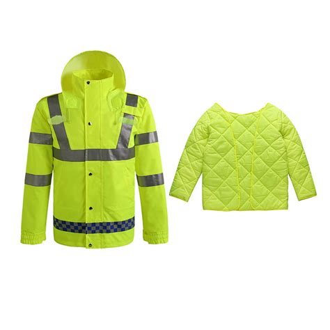 Anself Safety Rain Jacket With Quilted Jacket Waterproof Reflective