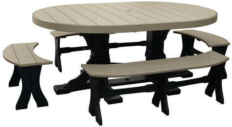While cushion fabric color is a great way to spruce up your outdoor space with bold colors and patterns, the color of the frame is equally important to complement your choice of fabric. Oval Table 5-Piece Bench Dining Set | Recycled Patio ...