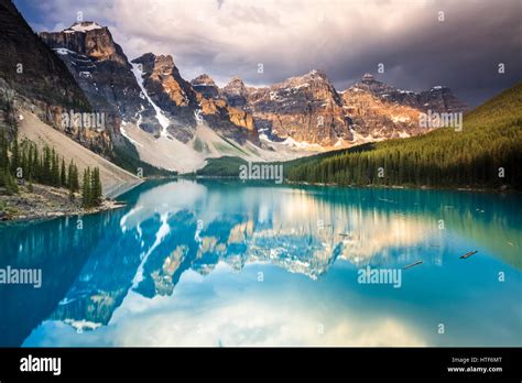 Early Morning At Moraine Lake And The Valley Of The Ten Peaks In The