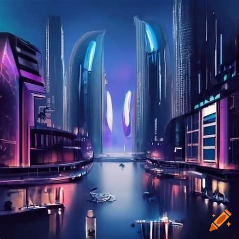 Futuristic Cityscape With A 1990s Vibe On Craiyon