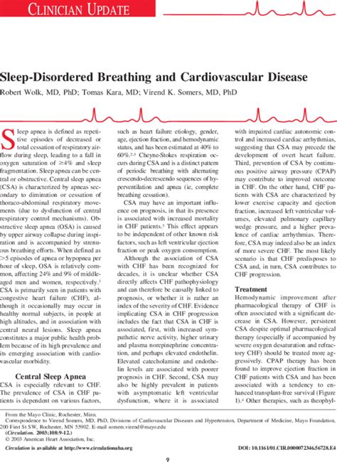Sleep Disordered Breathing And Cardiovascular Disease Circulation