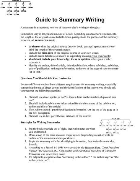 Guide To Summary Writing