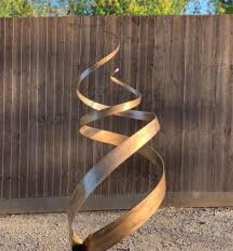Contemporay Modern Bronze Patina Spiral Metal Garden Sculpture Etsy