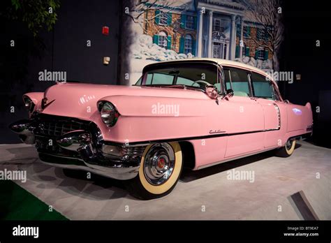 Pink 1955 Cadillac Fleetwood Owned By Elvis Presley On Display In The