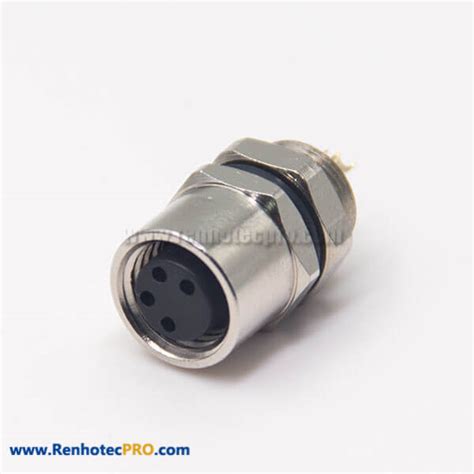 M8 4 Pin Female Connector Female Socket Solder Cup Rear Blukhead