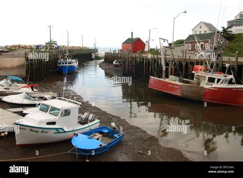 Low Tide In The Bay Of Fundy At Halls Harbor Nova Scotia Canada Where
