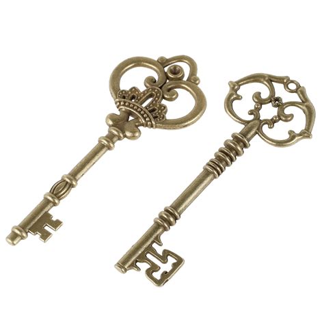Large Skeleton Keys 8pcs Antique Bronze Keys Rustic Key Pendant Vintage