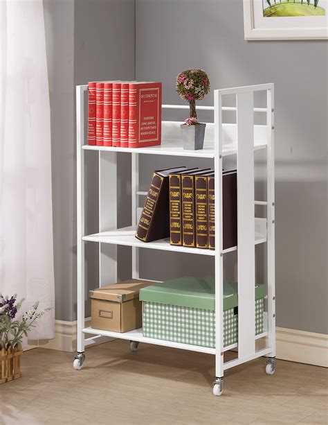 White Metal Bookcase With Casters Metal Bookcase White Bookcase