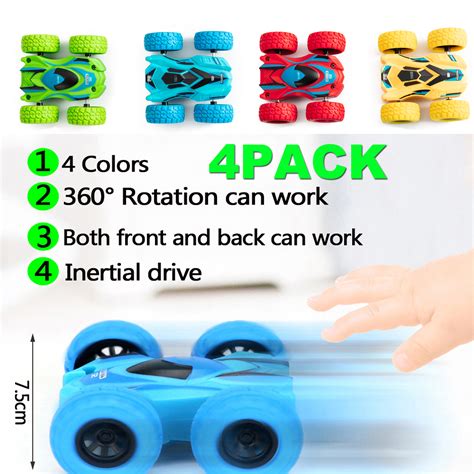 Kingshop 4 Pack Push And Go Toy Cars Double Sided Friction Power Car