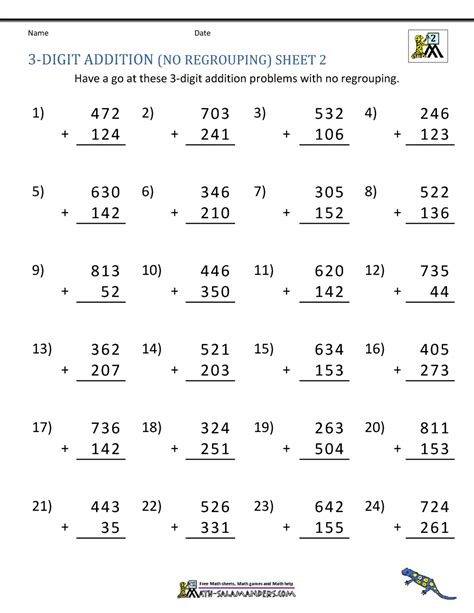 Two Digit Addition No Regrouping Lp 2 Digit Subtraction Worksheets