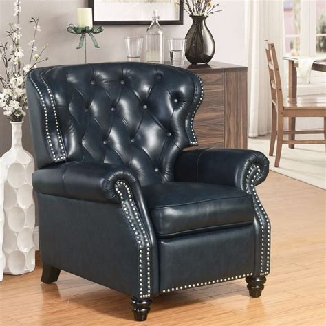 Is sitting in a recliner bad for your back? Abbyson Sawyer Navy (Blue) Top-Grain Leather Push-Back ...