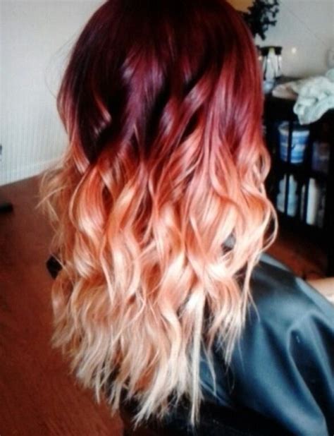 Red Ombré Fading Into Blondish Dark Blonde Ombre Hair Hair Blond Red