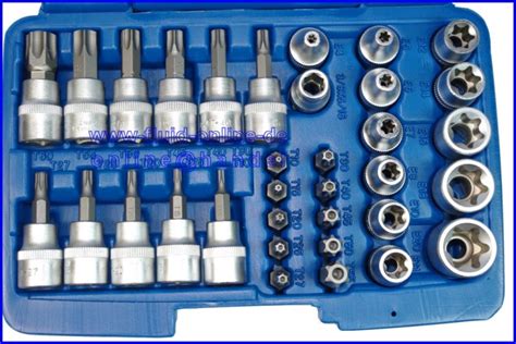 Extra harte spitze aus spezialstahl. TORX Satz 34tlg Nüsse Innen und Aussen E4-E20 + Bits T10 ...