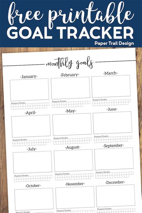 Monthly Goal Setting Worksheet With Progress Tracker Paper Trail