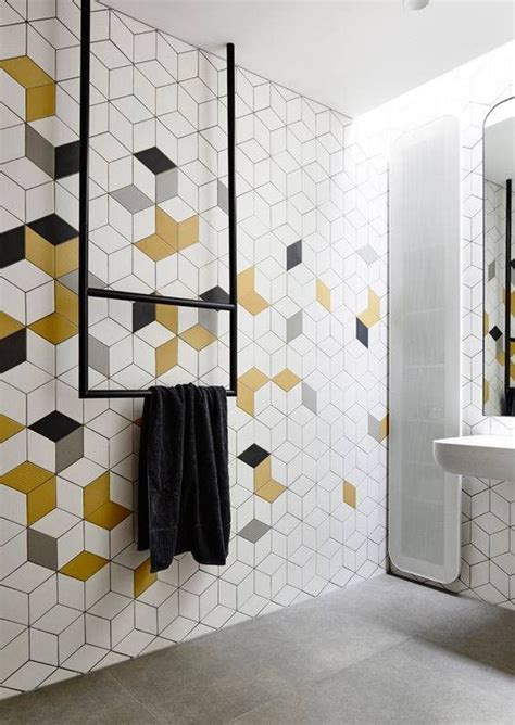 Geometric Falling Block Tile For Your Home Domino Yellow Bathroom