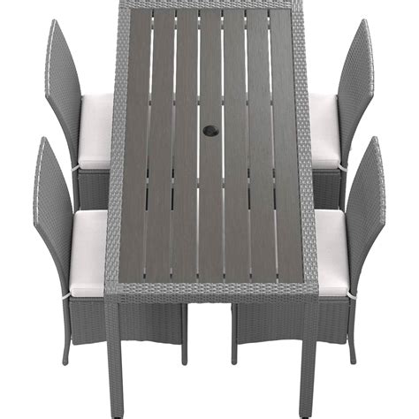 Madison Outdoor Dining Set With Table And 4 Armless Chairs Grey