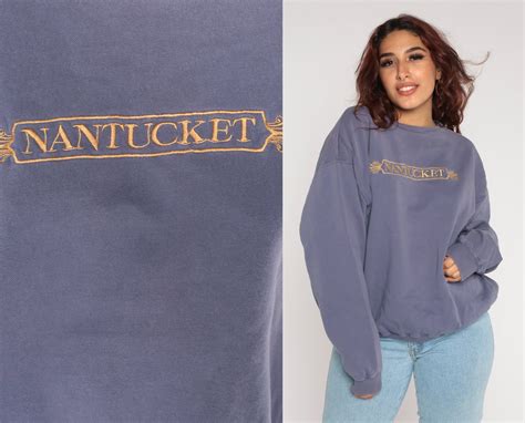 Nantucket Sweatshirt 90s Massachusetts Shirt Retro Embroidered Crewneck