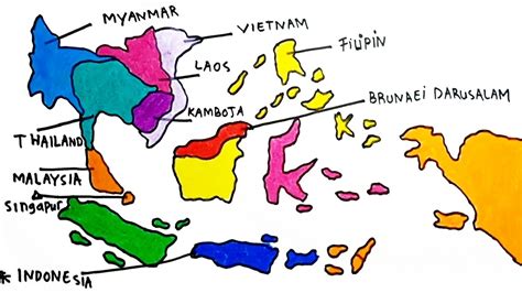Cara Menggambar Peta Asia Tenggara Dengan Mudah Belajar Menggambar