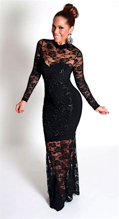 Black Glam Laced Long Sleeves Bodycon Gala Dress Gala Dresses