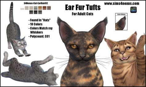 Some cats are white due to being born with little. Cat Ear Fur Tufts by SamanthaGump at Sims 4 Nexus » Sims 4 ...