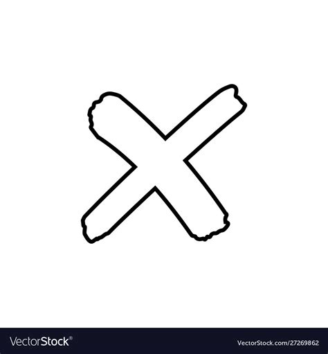 Cross Outline Sign Or X Mark Icon No Symbol Vector Image