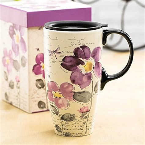 Topadorn Tall Ceramic Travel Mug 17 Oz Coffee Cups Sealed Lid With