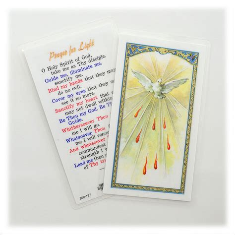 Holy Spirit Prayer For Light Laminated Holy Card St Patricks Guild