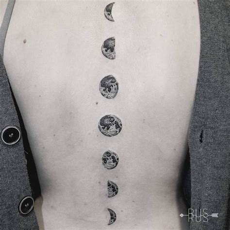 Moon Phases Tattoo On Spine By S Moon Tattoo Designs Tattoo