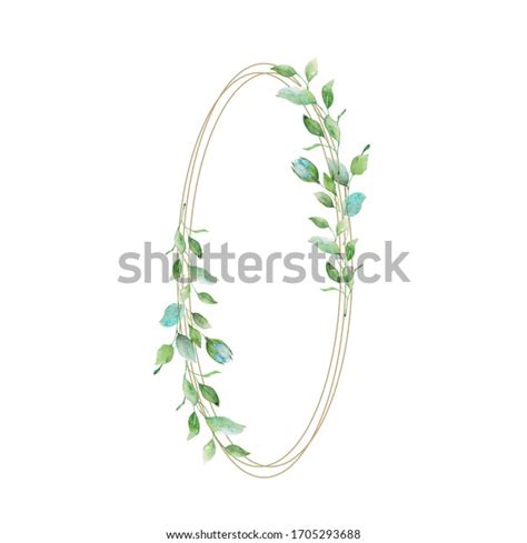 Watercolor Floral Illustration Leaf Wreath Frame Stock Illustration