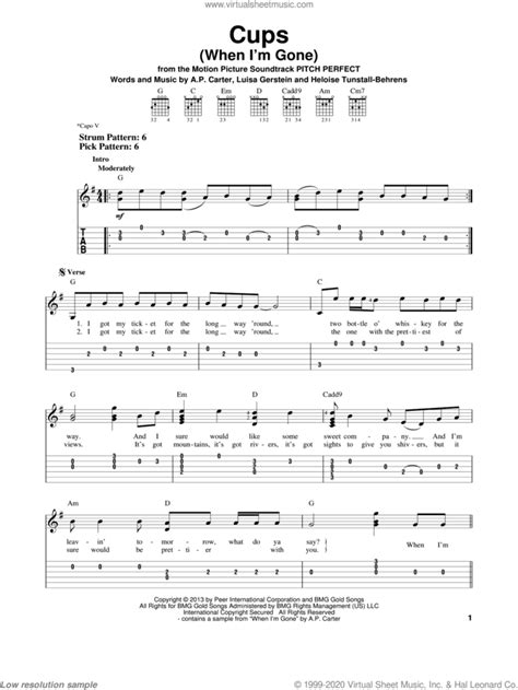 Cups When Im Gone Sheet Music For Guitar Solo Easy Tablature