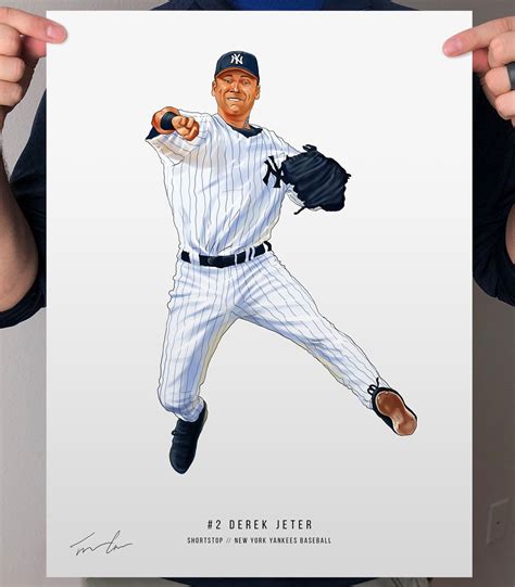 Derek Jeter New York Yankees Baseball Illustrated Print Poster Etsy