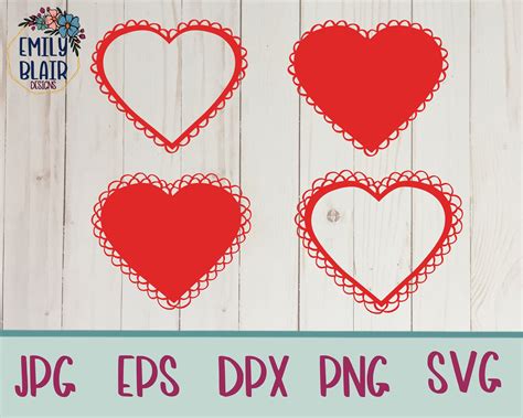 Lace Hearts Svg Heart Cut Files Valentines Svg Lace Heart Etsy