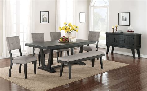 Imari 6 Piece Dining Room Set Black And Grey Leons