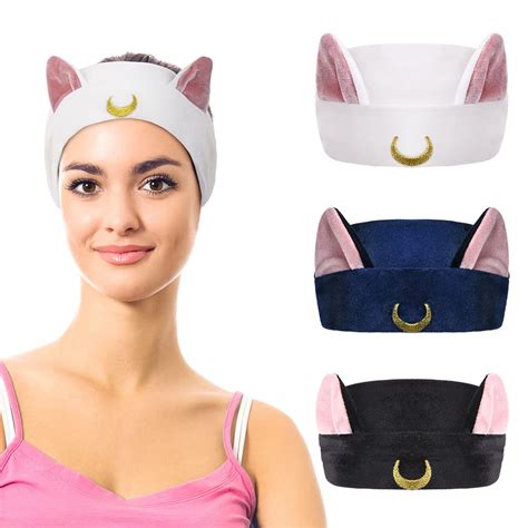 Comprar 3pcs Sailor Moon Spa Headband Cute Cat Moon Cosmetic Hairband Shower Headband En Usa