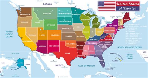 Vereinigte Staaten Von Amerika Schöne Moderne Grafische Karte Der Usa