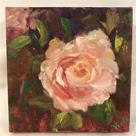 Rose Oil Painting 6 X 6 15″ Gallery Wrap Debbie Viola