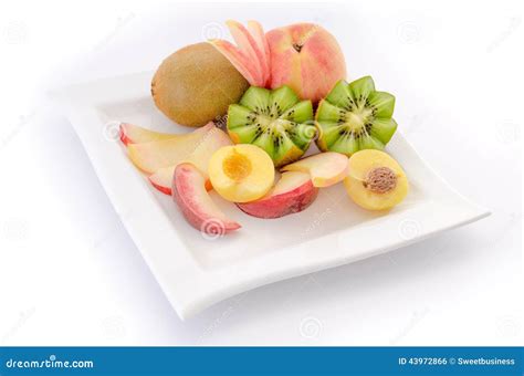Sliced Fruits On Plate Close Up Stock Photo Image Of Delicate